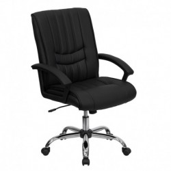 MFO Mid-Back Black Leather Manager's Chair