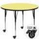 MFO Mobile 42'' Round Activity Table with Yellow Thermal Fused Laminate Top and Standard Height Adjustable Legs