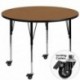 MFO Mobile 42'' Round Activity Table with Oak Thermal Fused Laminate Top and Standard Height Adjustable Legs
