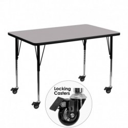 MFO Mobile 30''W x 48''L Rectangular Activity Table with Grey Thermal Fused Laminate Top and Standard Height Adjustable Legs