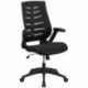 MFO High Back Black Mesh Chair with Designer Fabric Seat and Nylon Base