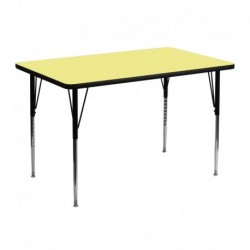 MFO 30''W x 48''L Rectangular Activity Table with Yellow Thermal Fused Laminate Top and Standard Height Adjustable Legs