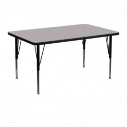MFO 30''W x 48''L Rectangular Activity Table with Grey Thermal Fused Laminate Top and Height Adjustable Pre-School Legs