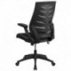 MFO High Back Black Mesh Chair with Designer Fabric Seat and Nylon Base