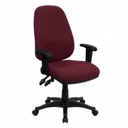 MFO High Back Burgundy Fabric Ergonomic Computer Chair with Height Adjustable Arms
