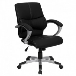 MFO Mid-Back Black Leather Contemporary Manager's Office Chair