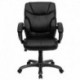 MFO Mid-Back Black Leather Overstuffed Office Chair