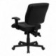 MFO Mid-Back Black Leather Multi-Functional Task Chair with Height Adjustable Arms