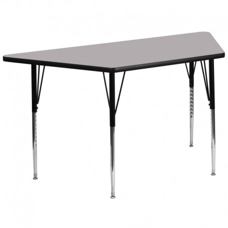 MFO 30''W x 60''L Trapezoid Activity Table with Grey Thermal Fused Laminate Top and Standard Height Adjustable Legs