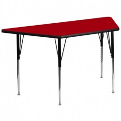 MFO 30''W x 60''L Trapezoid Activity Table with Red Thermal Fused Laminate Top and Standard Height Adjustable Legs