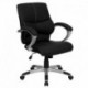 MFO Mid-Back Black Leather Contemporary Manager's Office Chair