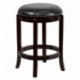 MFO 24'' Backless Cappuccino Wood Counter Height Stool with Black Leather Swivel Seat