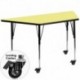 MFO Mobile 30''W x 60''L Trapezoid Activity Table with Yellow Thermal Fused Laminate Top and Standard Height Adjustable Legs