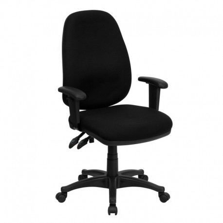 MFO High Back Black Fabric Ergonomic Computer Chair with Height Adjustable Arms