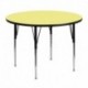 MFO 48'' Round Activity Table with Yellow Thermal Fused Laminate Top and Standard Height Adjustable Legs