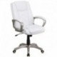 MFO High Back White Leather Executive Office Chair with Gold Nylon Base