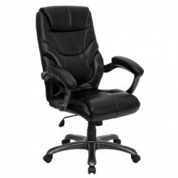 MFO High Back Black Leather Overstuffed Executive Office Chair