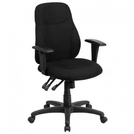 MFO Mid-Back Black Fabric Multi-Functional Ergonomic Chair with Height Adjustable Arms