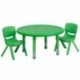 MFO 33'' Round Adjustable Green Plastic Activity Table Set with 2 School Stack Chairs