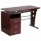 MFO Mahogany Desk with Three Drawer Pedestal and Pull-Out Keyboard Tray