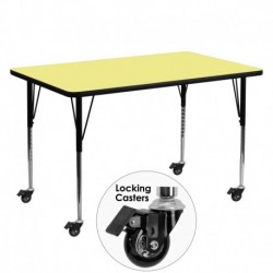 MFO Mobile 30''W x 60''L Rectangular Activity Table with Yellow Thermal Fused Laminate Top and Standard Height Adjustable Legs