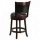 MFO 24'' Cappuccino Wood Counter Height Stool with Black Leather Swivel Seat