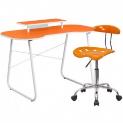 MFO Orange Computer Desk with Monitor Platform and Tractor Chair