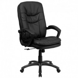 MFO Mid-Back Massaging Black Leather Executive Office Chair