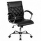 MFO Mid-Back Designer Black Leather Executive Office Chair with Chrome Base