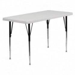 MFO 24''W x 48''L Height Adjustable Rectangular Granite White Plastic Activity Table