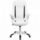 MFO High Back White Leather Executive Office Chair with Flip-Up Arms