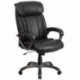 MFO High Back Black Leather Executive Office Chair with White Stich Trim