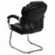 MFO Black Leather Transitional Side Chair with Padded Arms and Sled Base