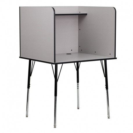 MFO Study Carrel with Adjustable Legs and Top Shelf in Nebula Grey Finish