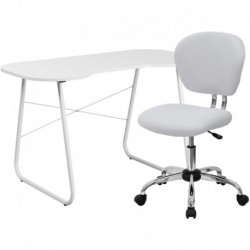 MFO White Computer Desk and Mesh Chair