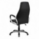 MFO High Back Black Vinyl Executive Office Chair with Blue Mesh Inserts