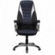 MFO High Back Black Vinyl Executive Office Chair with Blue Mesh Inserts