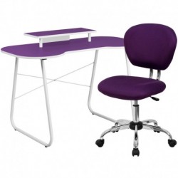 MFO Purple Computer Desk with Monitor Platform and Mesh Chair