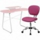 MFO Pink Computer Desk with Monitor Platform and Mesh Chair