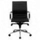 MFO Mid-Back Black Ribbed Upholstered Leather Conference Chair