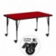 MFO Mobile 24''W x 48''L Rectangular Activity Table with Red Thermal Fused Laminate Top and Height Adjustable Pre-School Legs