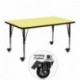 MFO Mobile 24''W x 48''L Rectangular Activity Table with Yellow Thermal Fused Laminate Top and Height Adjustable Pre-School Legs