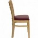 MFO Natural Wood Finished Ladder Back Wooden Restaurant Chair - Burgundy Vinyl Seat