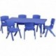 MFO 24''W x 48''L Adjustable Rectangular Blue Plastic Activity Table Set with 6 School Stack Chairs