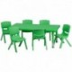 MFO 24''W x 48''L Adjustable Rectangular Green Plastic Activity Table Set with 6 School Stack Chairs