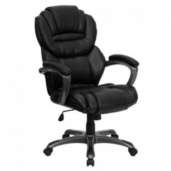 MFO High Back Black Leather Executive Office Chair with Leather Padded Loop Arms