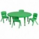 MFO 45'' Round Adjustable Green Plastic Activity Table Set with 4 School Stack Chairs
