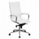 MFO High Back White Ribbed Upholstered Leather Executive Office Chair