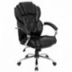 MFO High Back Transitional Style Black Leather Executive Office Chair
