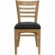 MFO Natural Wood Finished Ladder Back Wooden Restaurant Chair - Black Vinyl Seat